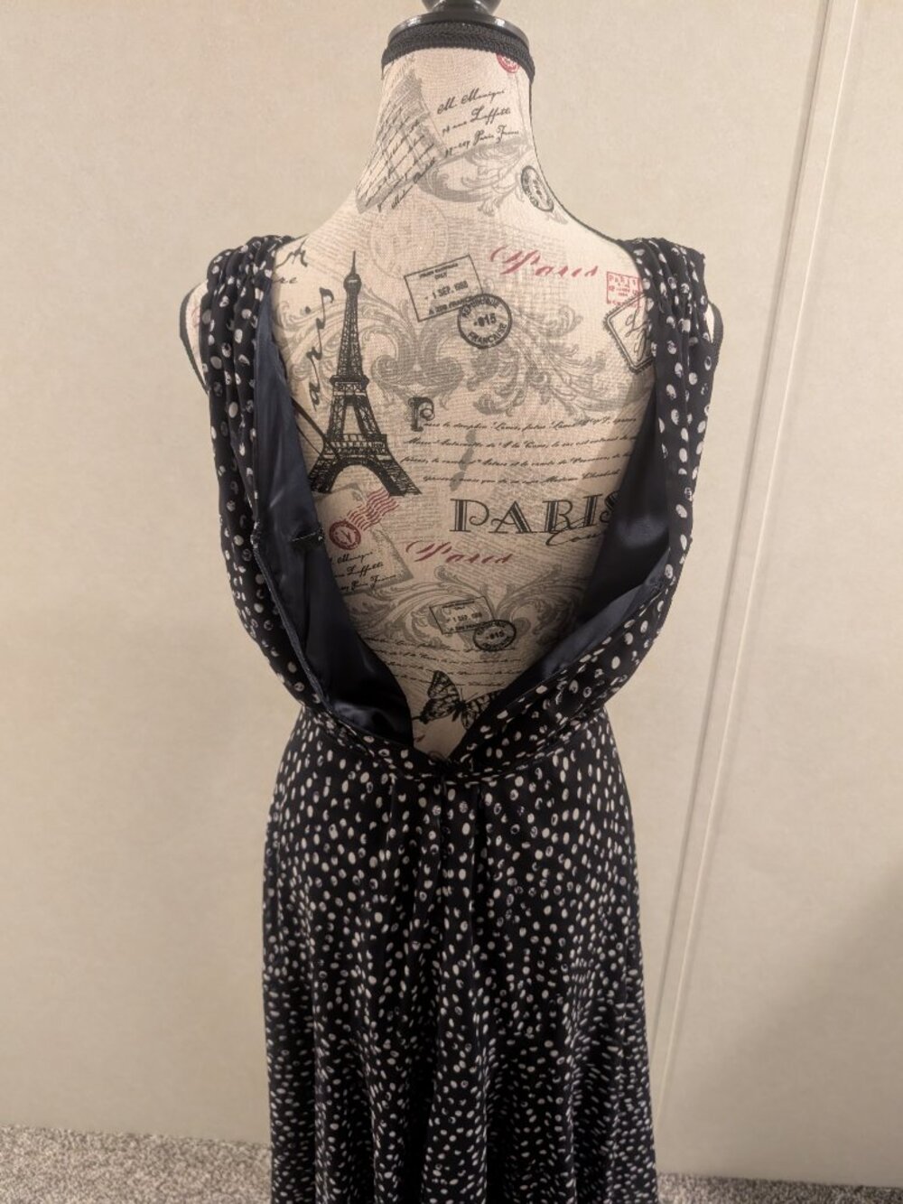 Alex Marie Navy Blue LB Polka Dot Midi Dress Sleeveless Belted Women's Size 6 - Picture 7 of 11